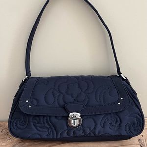 Vera Bradley Navy Blue Quilted Shoulder Bag Buckle Closure